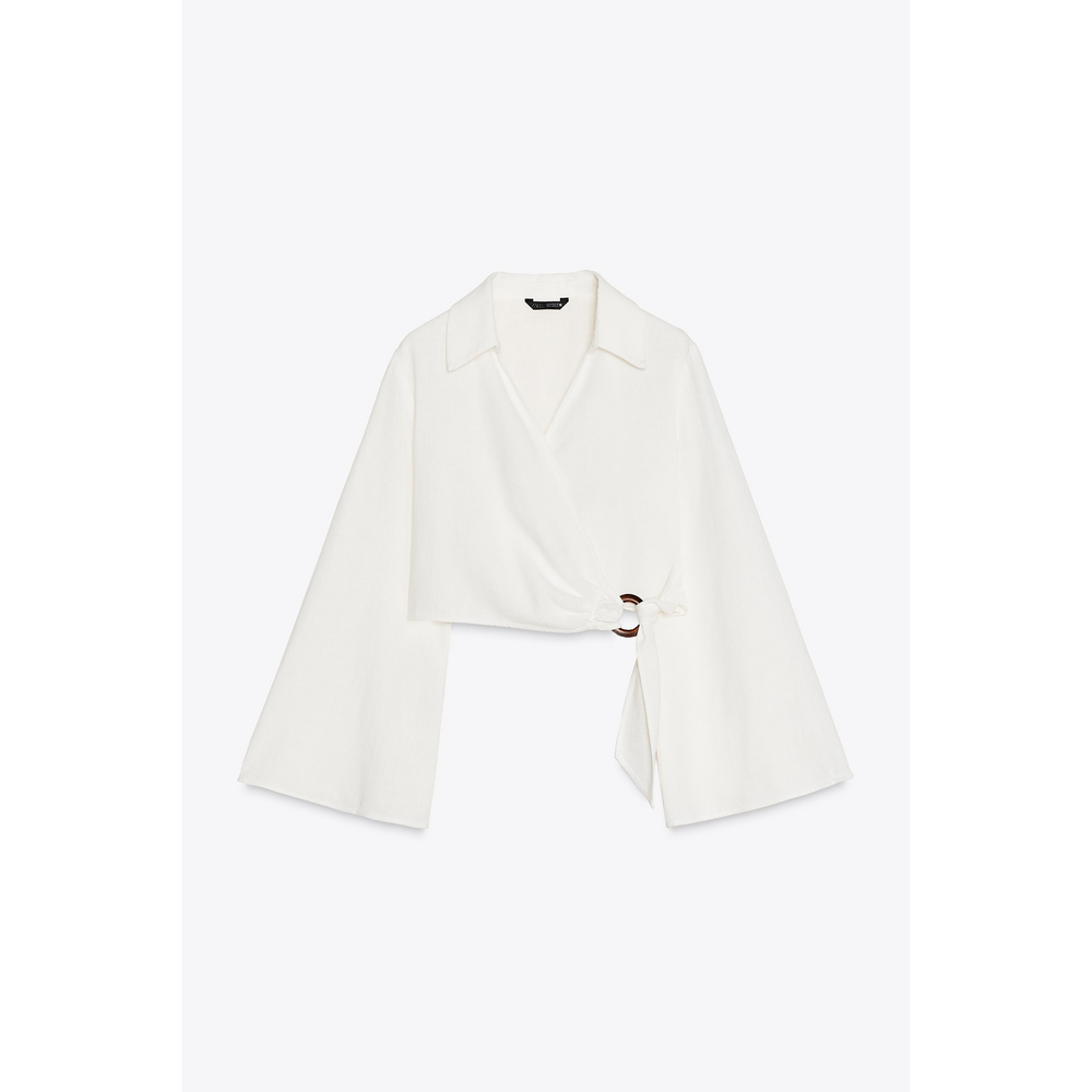 Zara RUSTIC BUCKLE TOP in White